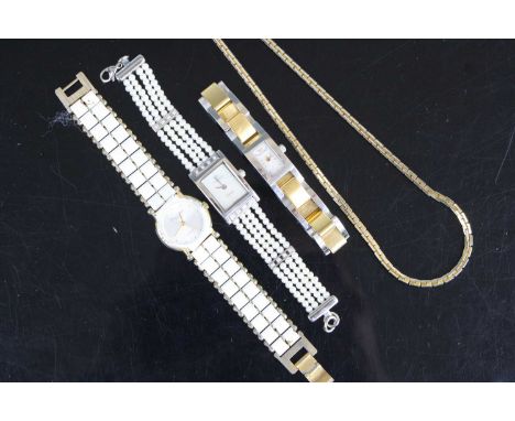 A Christina of London steel cased lady's fashion watch having a signed mother of pearl dial, diamond point set lugs, total di