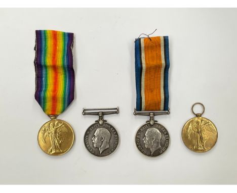 Two pairs of WWI medals named to 51113 PTE. A. MORTER SUFF. R. (Casualty, killed 28.03.1918, 2nd Bn. Suffolk Regiment) and 29