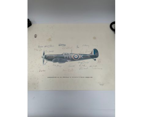 Two signed prints: One of Spitfire signed by Bob Stanford Tuck DSO, the other a Battle of Britain Museum Appeal print 517/100