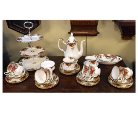 Quantity of Royal Albert Old Country Roses teawares to include; teapot. cakestand, cups &amp; saucers etc.