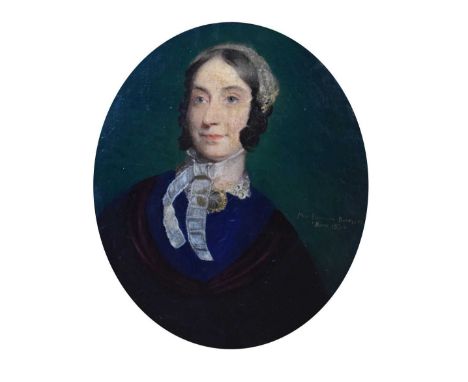 19th Century portrait study - Oil on canvas, 'Miss Bartlett', 70cm x 59cm, framed. 