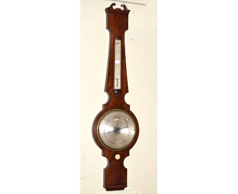 Mid 19th Century wheel barometer, 'C. Bellatti &amp; Sons, Newark', 98cm high