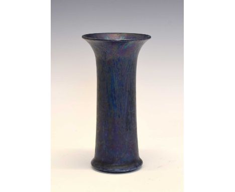 Ruskin Pottery vase in an iridescent blue glaze with purple overtones, impressed marks beneath, 15.5cm high. Condition report