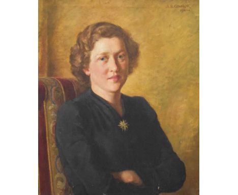 Arthur Bentley Connor - Oil on canvas - Portrait of a lady, signed top right 'A.B. Connor, 1941', 63cm x 51cm