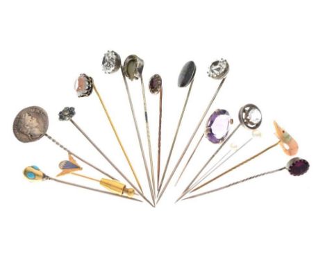 Collection of unmarked hat and stick pins