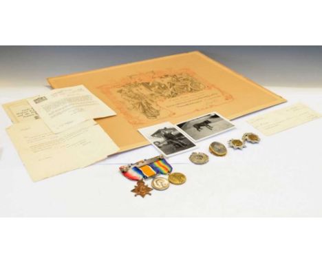 First World War medal effects belonging to 25040 Private. H. Oakes of the Cheshire Regiments comprising; medal group, ribbon 