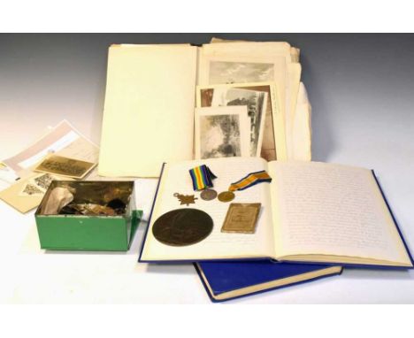 General effects belonging to 4005 Pte. H. Clay (1896-1918), Seaforth comprising; First World War medal pair, death plaque, ph
