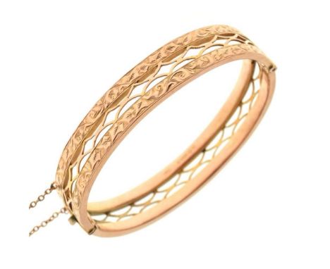 9ct gold snap bangle, hallmarks for Birmingham 1916,11.2g approx