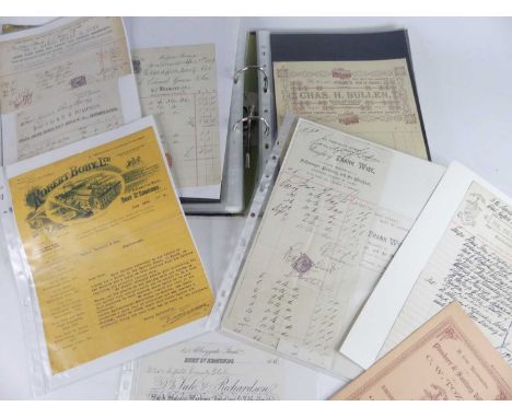 A collection of Victorian and later ephemera relating to Bury St Edmunds businesses, to include bills and receipts, letterhea