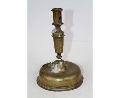 An antique Spanish brass table candlestick probably 18th century, height 23cm