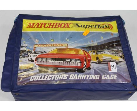 A collection of mainly Matchbox diecast model vehicles, housed in Matchbox Superfast collector's carrying case