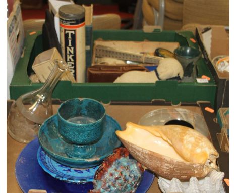 Two boxes of miscellaneous items to include Middle-Eastern pottery and a vintage kaleidoscope 