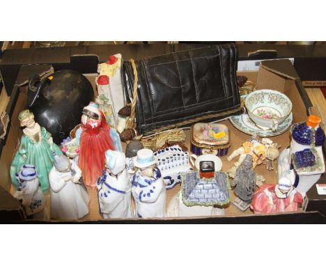 A box of miscellaneous items, to include a Royal Worcester figurine 'Grandmother's Dress' modelled by F. G. Doughty and numbe