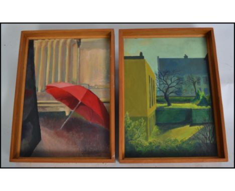 Two oil on canvas painting pictures by Jill Gallop, the first being titled ' Home and Dry ' together with another titled ' Le