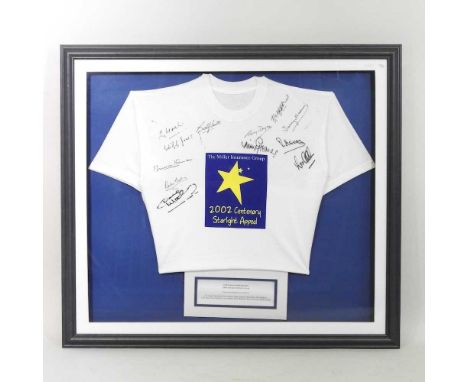 A Tottenham Hotspur football team shirt, 1961-2002, signed and framed, 39 x 29cm