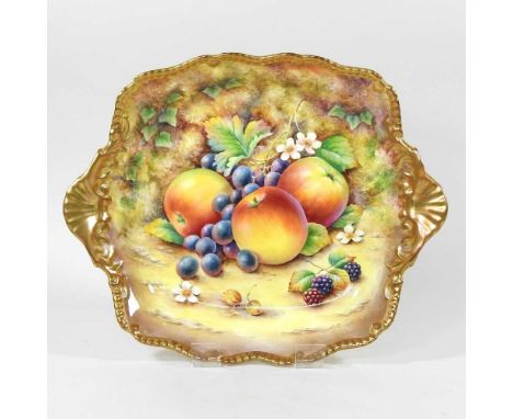 A Royal Worcester porcelain cabinet plate, hand painted with a fruit study, signed, printed marks, 28cm wideOverall condition