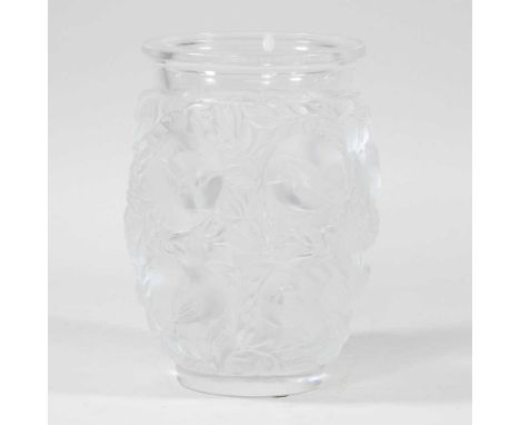 Rene Lalique (1860-1945) a frosted glass Bagatelle pattern vase, etched mark to base, 17cm highOverall condition looks to be 