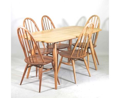 A 1970's Ercol light elm dining table, together with a set of five dining chairs (6)151w x 77d x 75h cm