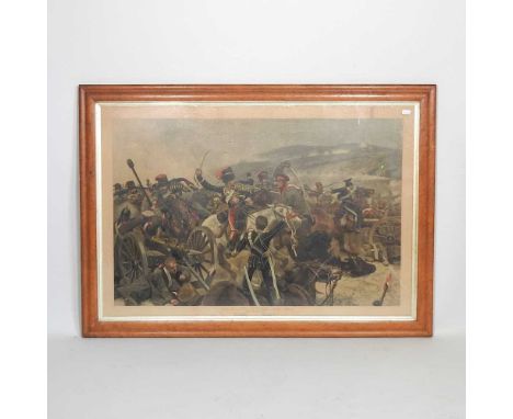 English school, 19th century, Charge of the Light Brigade, print, 62 x 90cm, in a maple frame