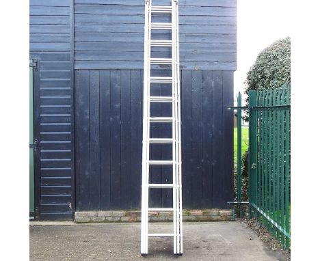 An aluminium extending ladder