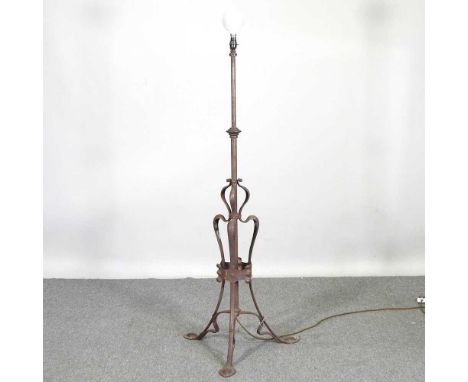 An Arts and Crafts steel telescopic standard lamp, 140cm highOverall condition is solid but poor, with a rusted finish. The t