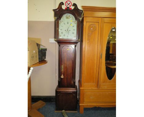 A LOCAL STAFFORD ANTIQUE LONGCASE CLOCK H-210 CM (2 WEIGHTS AND PENDULUM)