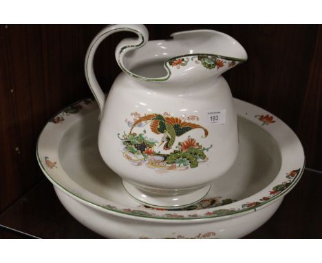 A VINTAGE CERAMIC JUG AND BOWL SET
