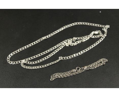 MENS HALLMARKED SILVER CURB LINK NECK CHAIN AND BRACELET 