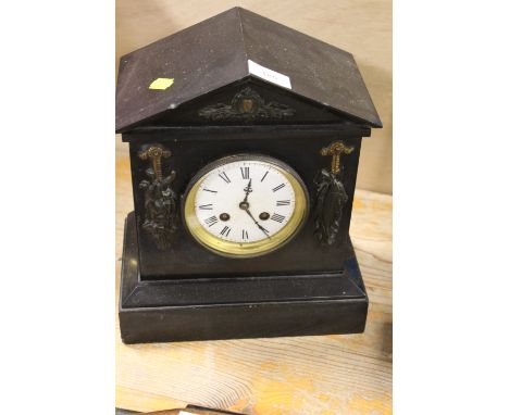 A VINTAGE SLATE MANTLE CLOCK 