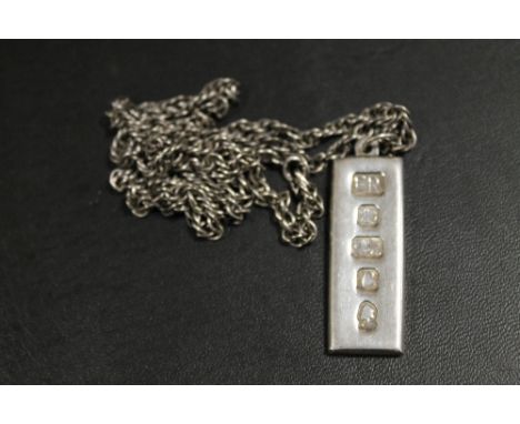 SILVER INGOT ON HEAVY SILVER CHAIN