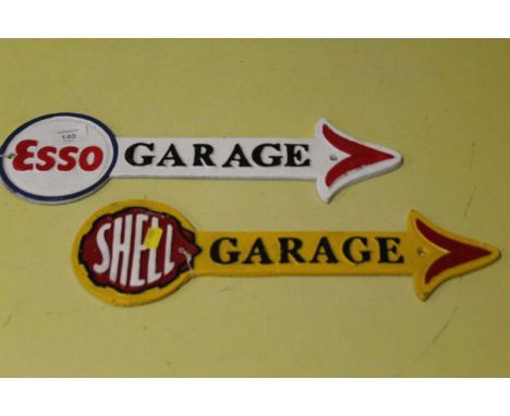 TWO REPRODUCTION CAST METAL GARAGE SIGNS - 1 x SHELL, 1 x ESSO (2)