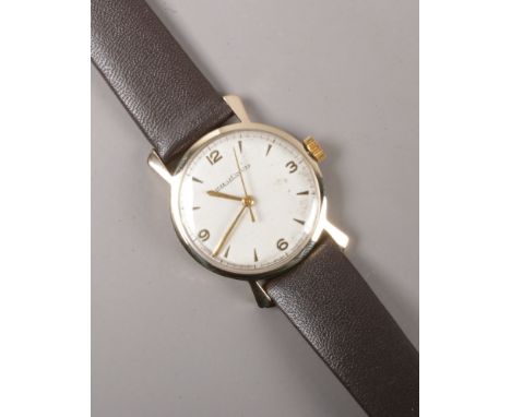 A gents 9ct gold Jaegre Le Coutre manual wristwatch.  Recently refurbished.