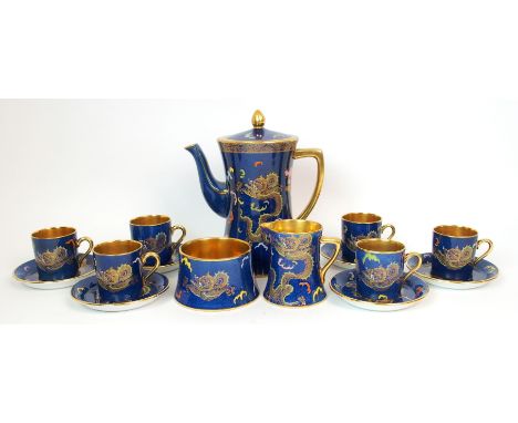 A W&R Carlton Ware fifteen piece coffee service comprising six coffee cans, six saucers, a coffee pot, creamer and sugar bowl