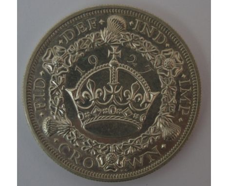 1927 George V Wreath Crown uncirculated with satin proof finish, light OBV surface scratches