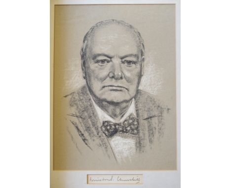 BRITISH SCHOOL (20th Century) PORTRAIT OF WINSTON CHURCHILL Charcoal and pastel, 33 x 24cm (13 x 9 1/2") Inscribed 'Winston S