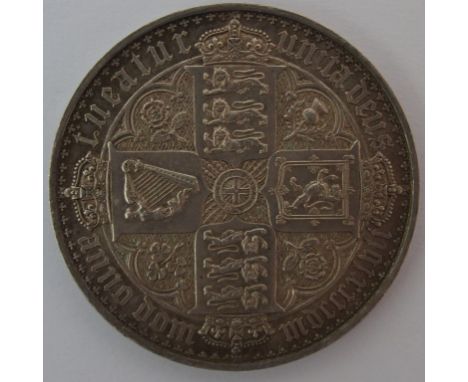 1847 Queen Victoria Gothic Crown undecimo, toned, light surface scratches to field, extremely fine