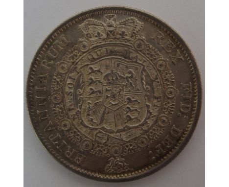 1817 George III Bullhead Half Crown with lustre, very light scratch to obverse field, extremely fine