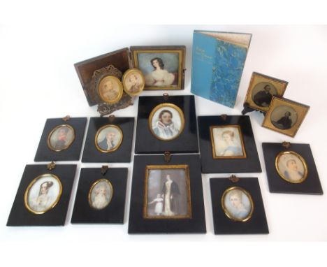 Group of ten portrait miniatures of the Maling family of Sunderland 19th century, each depicting members of the Maling family