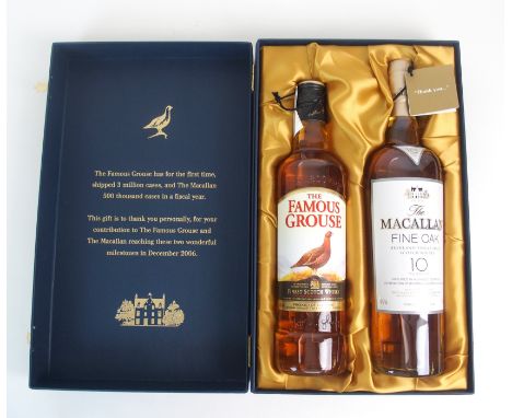 The Edrington Group "Celebrating Success" presentation box containing Macallan Fine Oak 10 year old single malt Scotch whisky