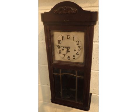 Westminster chime steel faced wall clock with key and pendulum