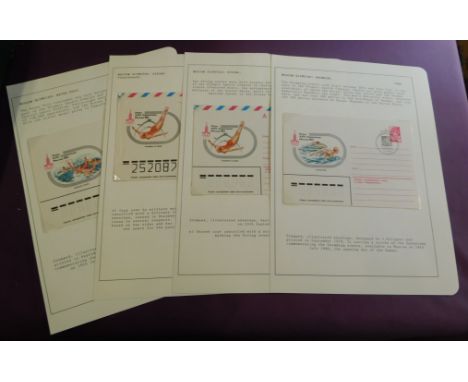 Russia 1980 Moscow Olympics swimming, diving and water polo illustrated pre-paid covers (4)