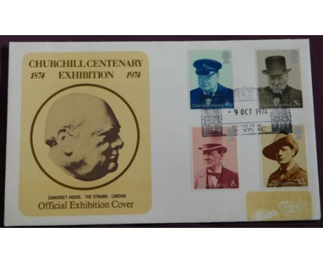 Great Britain 1974 (9 Oct) Winston Churchill set on Somerset Exhibition House official FDC and h/s, a/l detached. Cat £125