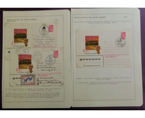 Russia 1980 Moscow Olympics 3x pre-paid illustrated closing ceremony covers 