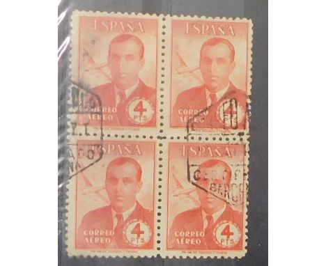 Spain 1945 Air Civil War Air Aces SG 1063 Fine used 4p block of 4. Cat value £38+