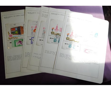 Russian 1980 Moscow Olympics arrival of Olympi flame (2) and opening ceremony (3) pre-paid illustrated stationery items. Olym