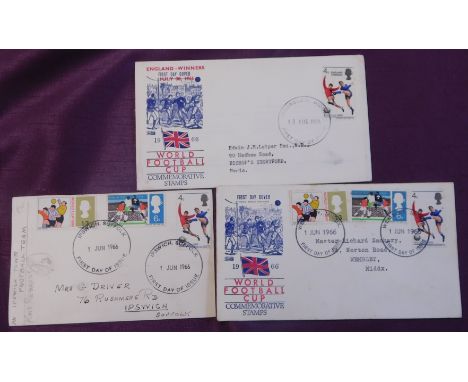 Great Britain 1966 World Cup Football FDC cancelled Wembley, World Cup Football FDC optd England Winner b/w photo of Ipswich 