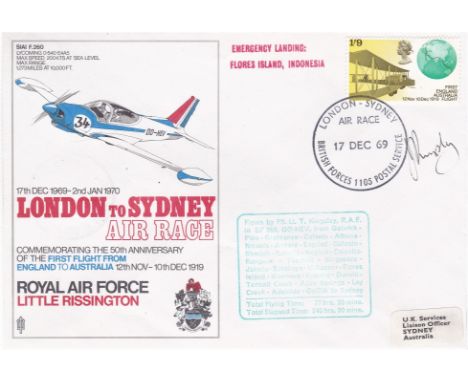 Great Britain 1969 RAF Cover, London-Sydney Air Race signed, Emergency Landing, Flores Island, Indonesia.