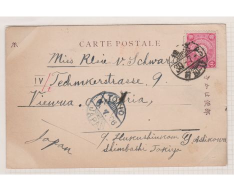 Japan Postal History 1906 Postcard Tokyo to Vienna 