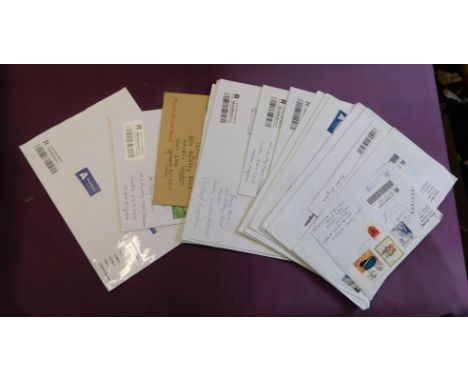 Latvia 2013-2017 19x philatelic covers posted registered mail to same address in London, some nice postage combinations