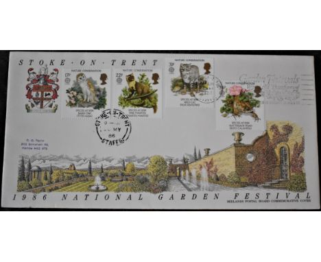 Great Britain FDC 1986 (May 20th) Nature Conservative Stoke-on-Trent Garden Restwell Slogan, A/P.